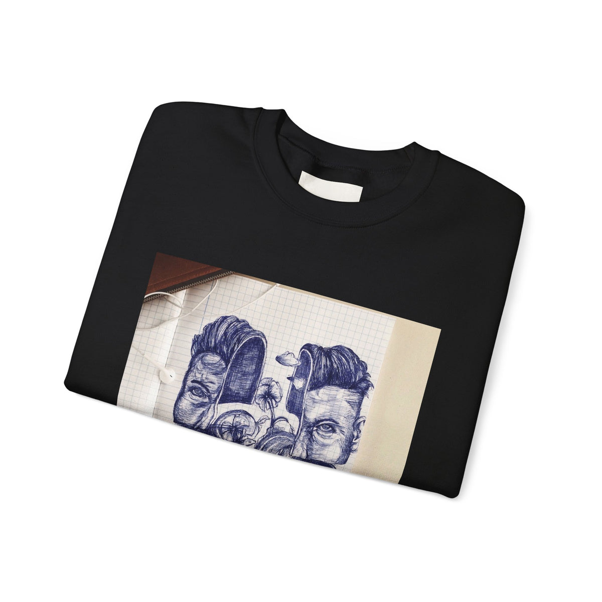 Blue Drawing White/Black/Maroon/Light Pink Crewneck
