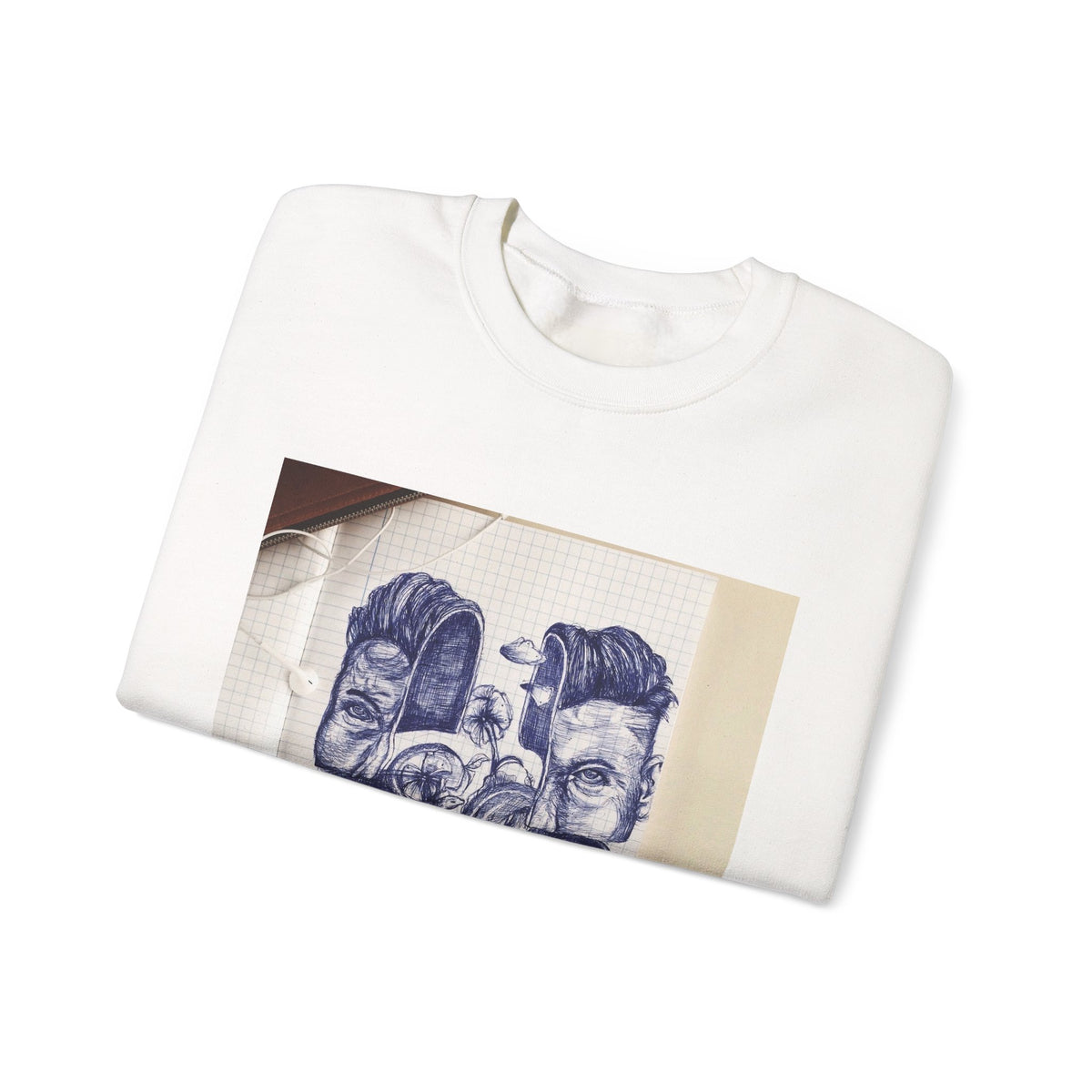 Blue Drawing White/Black/Maroon/Light Pink Crewneck