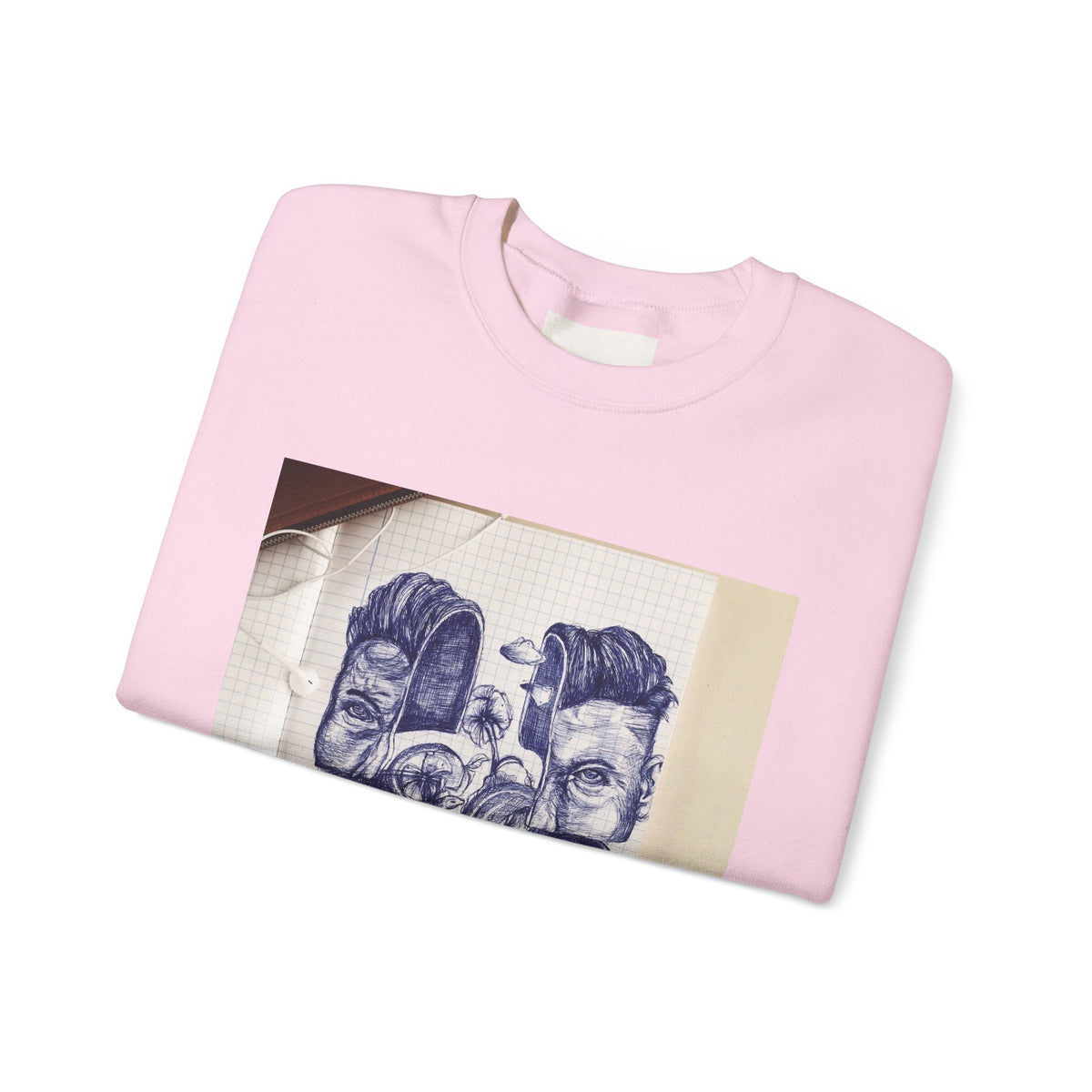 Blue Drawing White/Black/Maroon/Light Pink Crewneck