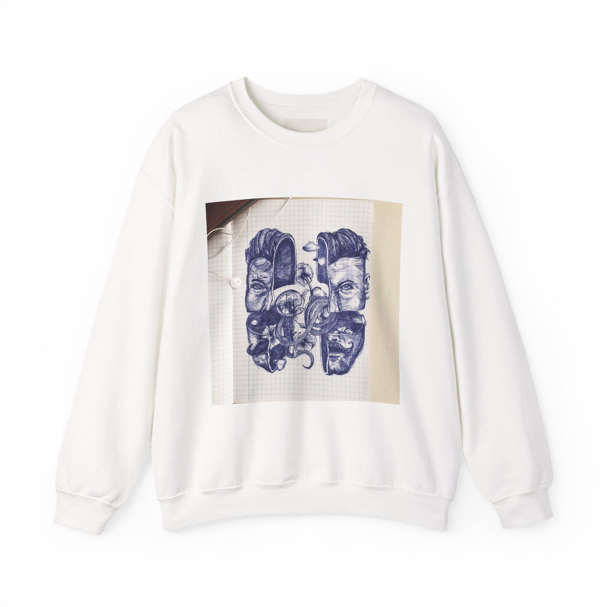 Blue Drawing White/Black/Maroon/Light Pink Crewneck