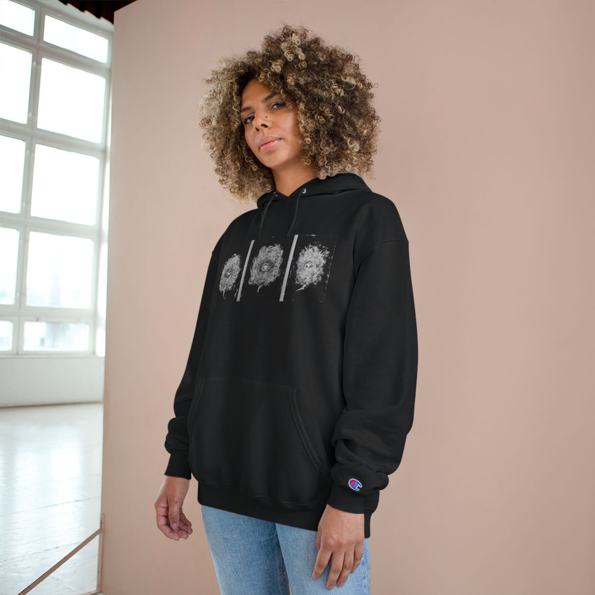 Cosmic Spirit White/Black Champion Logo Hoodie
