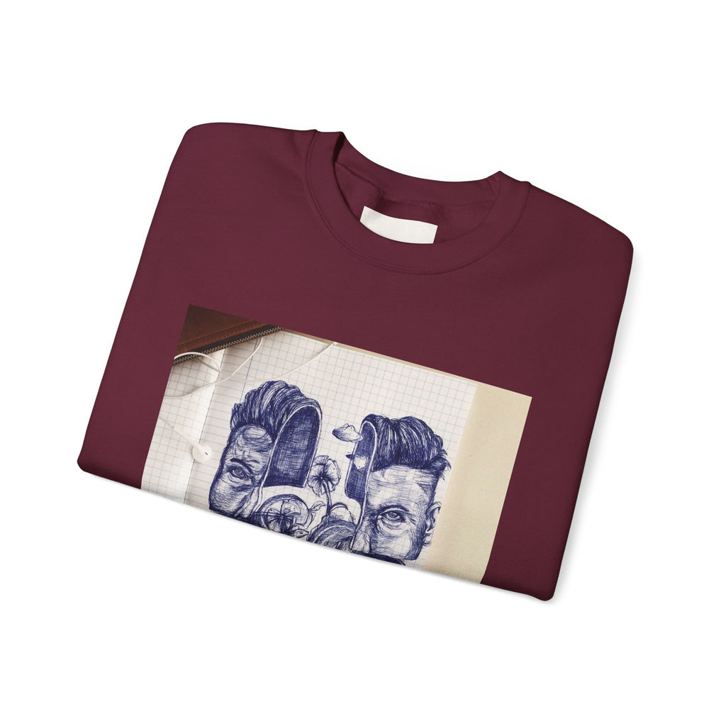 Blue Drawing White/Black/Maroon/Light Pink Crewneck