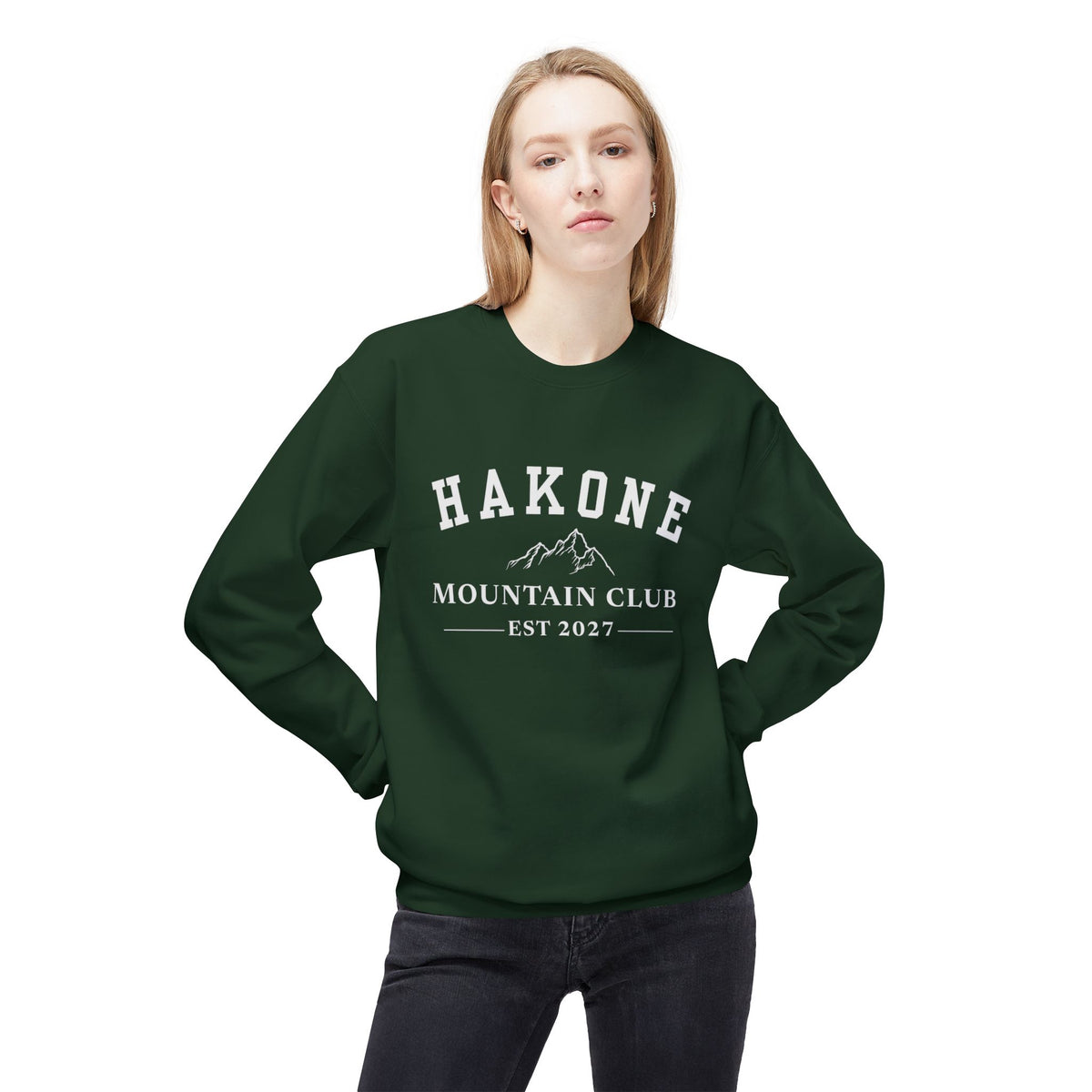 Hakone Mountain Club Logo Green/White/Light Blue Crewneck