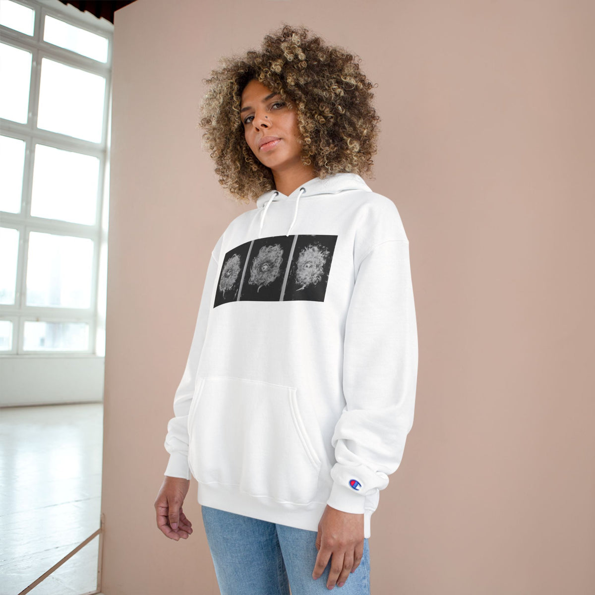 Cosmic Spirit White/Black Champion Logo Hoodie