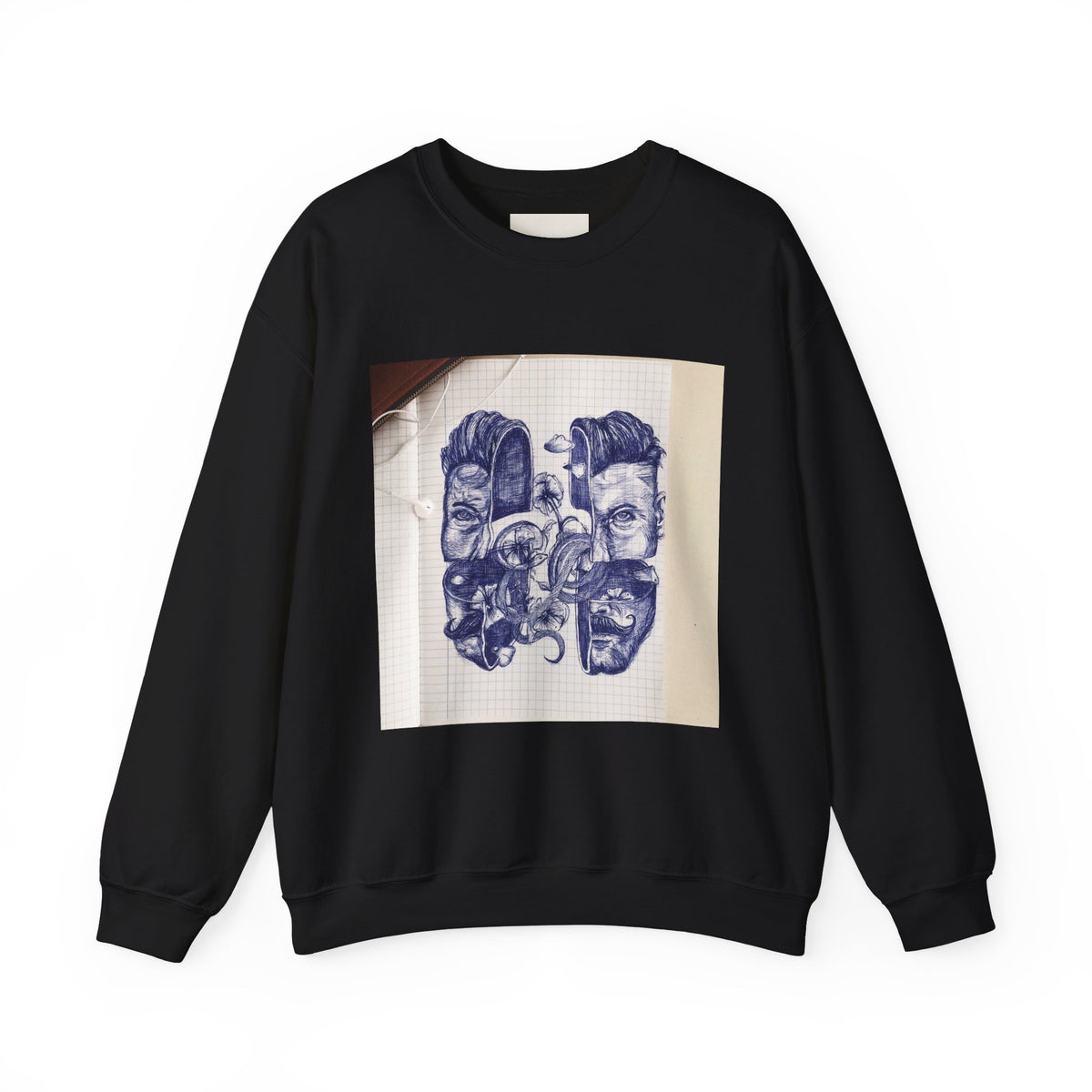 Blue Drawing White/Black/Maroon/Light Pink Crewneck