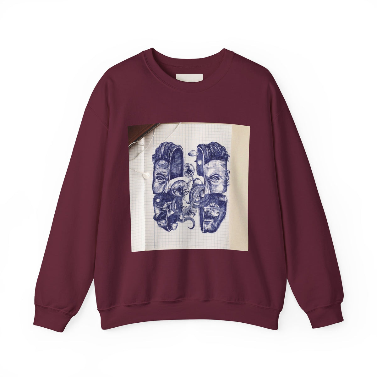 Blue Drawing White/Black/Maroon/Light Pink Crewneck