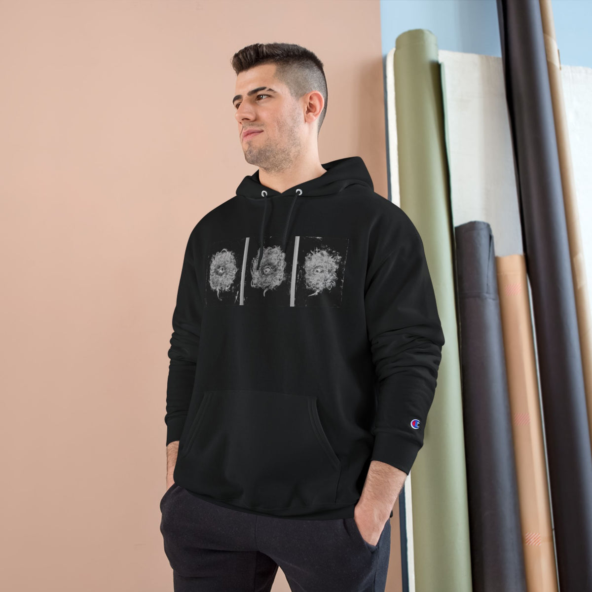Cosmic Spirit White/Black Champion Logo Hoodie