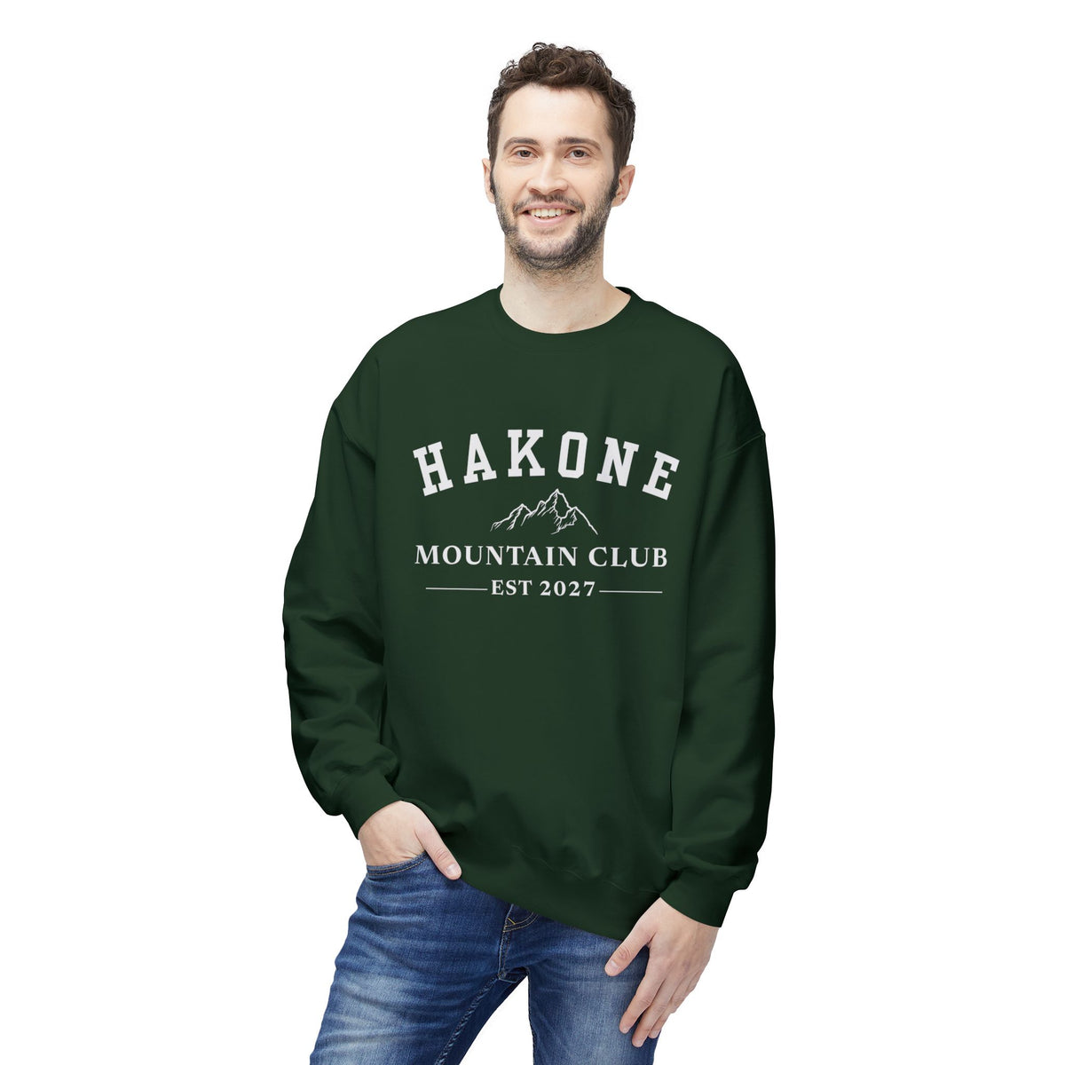 Hakone Mountain Club Logo Green/White/Light Blue Crewneck