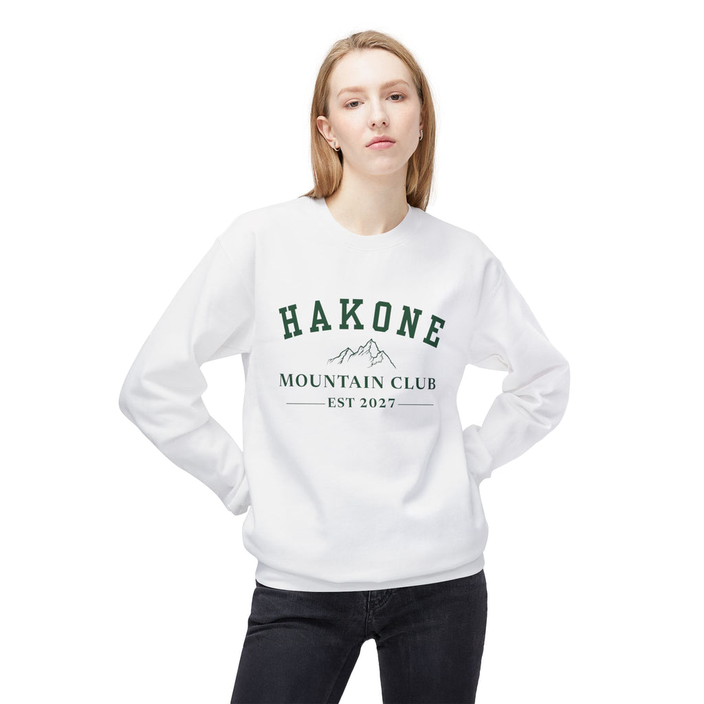 เสื้อสเวตเตอร์คอกลม Hakone Mountain Club โลโก้สีเขียว/ขาว/ฟ้าอ่อน
